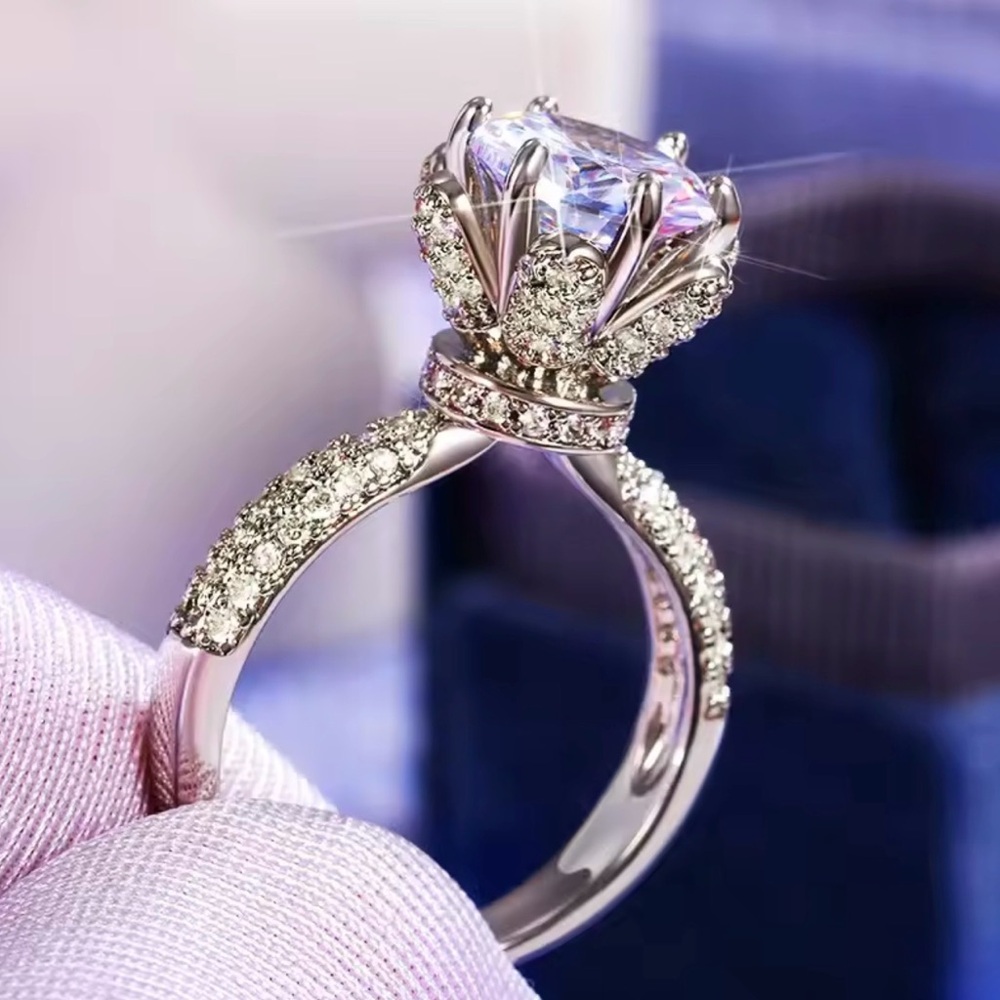 Zircon silver plated ring set
